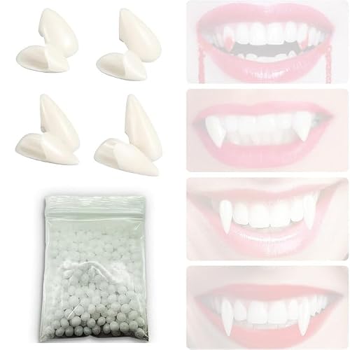 4 Paires Costume de Dents de Vampire, 4 Tailles Canines Dent