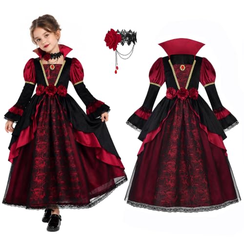 ReliBeauty Deguisement Vampire Fille avec Collier Deguisemen