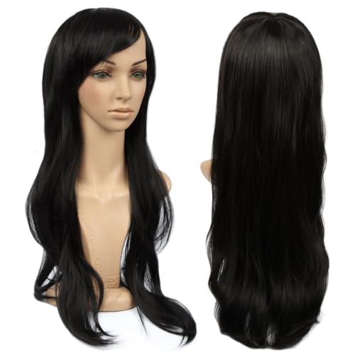 Perruque Noire 70 cm Bouclée Femme Résistante Chaleur pour H