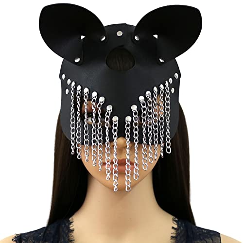 JIAHG Masque vénitien sexy pour femme - Demi-masque en cuir 