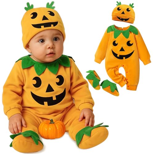 Deguisement Halloween Bebe, 3 Pcs Costume BéBé Citrouille, 6