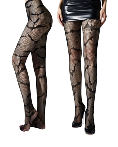 NOPKESV Collants Halloween 1 Paire Noir, Motif Araignée & Ch