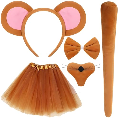 BOZILY Ensemble de costume de rat, souris, oreilles, queue d