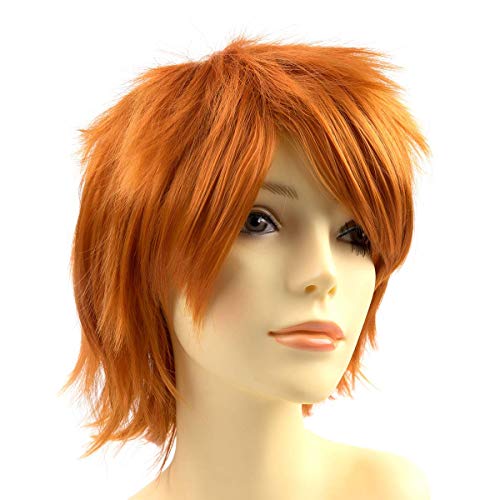 Perruque Cosplay Orange Foncé Courte