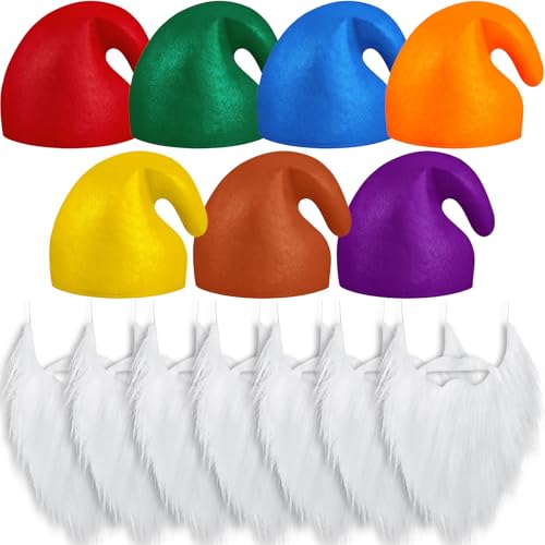 Jadive 14 Pièces Costume de Nain 7 Chapeaux de Nain Adulte 7