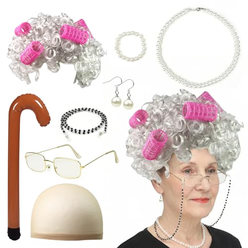 PEAKTOP 7pcs Ensemble De Cosplay De Grand-MèRe, Kit De Degui