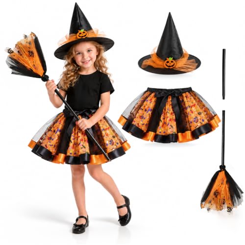 shallyong Costume de Sorcière Halloween pour Enfant, Jupe Tu