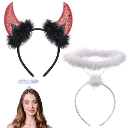 LKJAUOZ Serre-Tête dAnge et Cornes de Diable, Bandeau Halo d