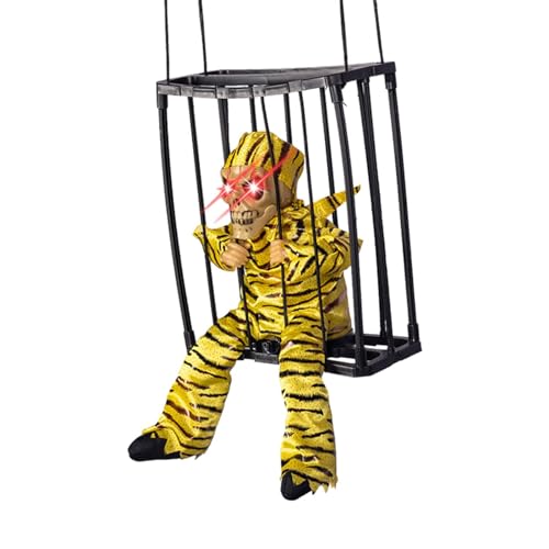 Ysyqkn Squelette Effrayant, Prisonnier En Cage, Yeux Brillan