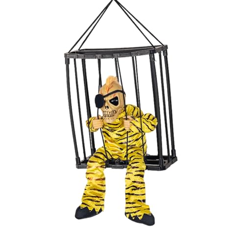 Ysyqkn Squelette Effrayant, Prisonnier En Cage, Yeux Brillan