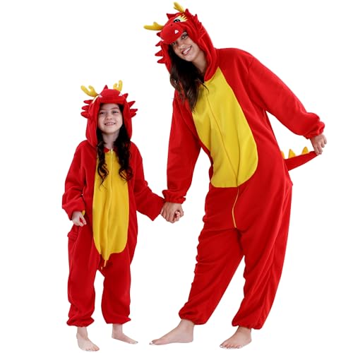 COOKY.D Pyjama Combinaison Adulte à Capuche Dragon Unisexe C