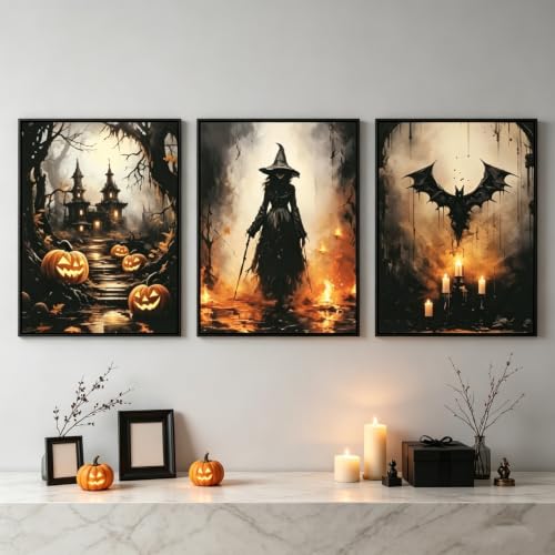 AQCQDQ Lot de 3 posters effrayants vintage pour Halloween, a