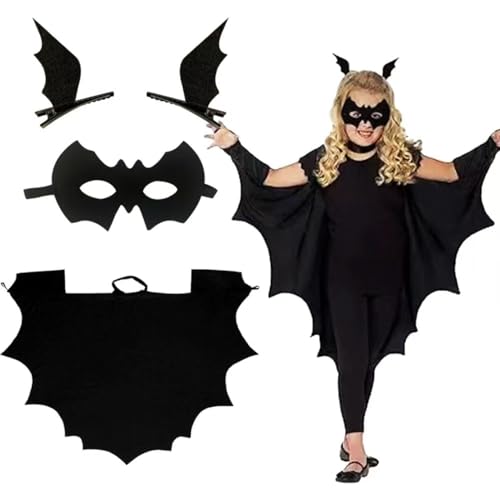Azhong toys Ailes de Chauve-Souris Déguisement, Cape Noire E