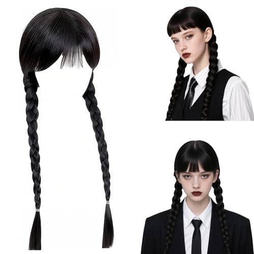 Mercredi Adams Perruque, Perruque Mercredi Addams Adulte, Pe