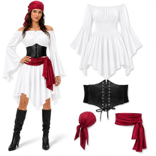 Déguisement Pirate Femme Médiéval 4pcs