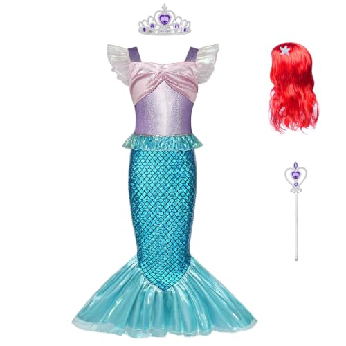 BSBUY Deguisement Robe Petite Sirene Ariel, Costume Princess