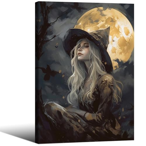 Poster esthétique de sorcière sur toile encadrée - Motif sor