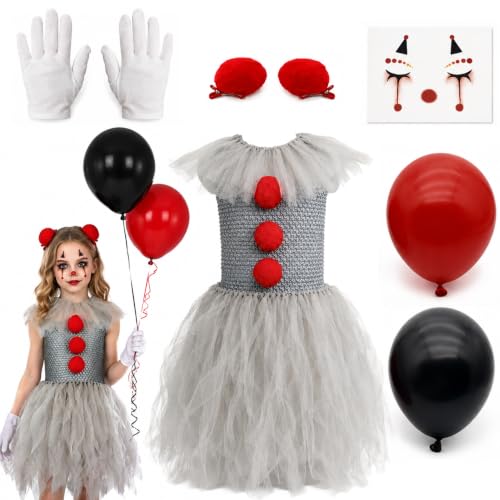 Crunier Costume de clown dhorreur pour filles pour enfants
