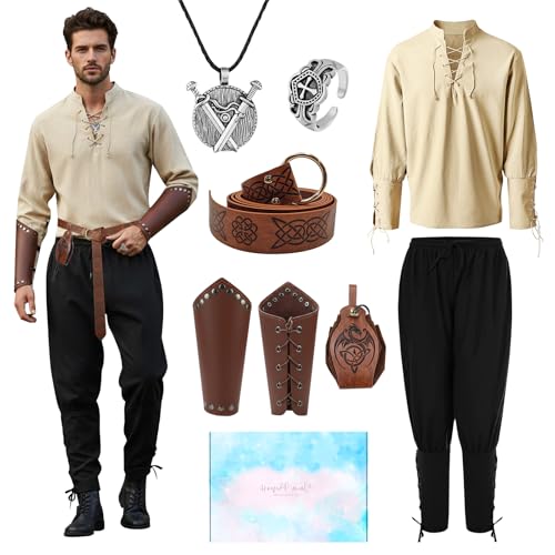 COYBTO Costume Medieval Homme, Costume de Renaissance avec C