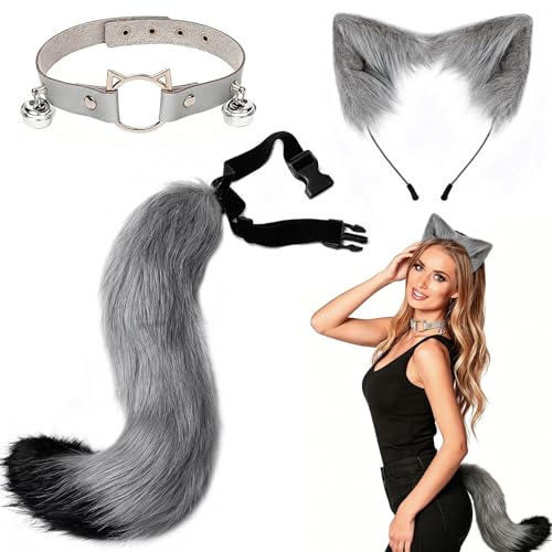 FuYelng 3 Pièces Costume de Chat pour Femme, Deguisement Cha