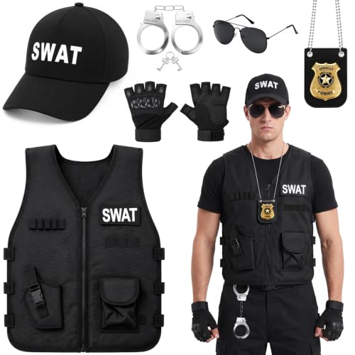 BTHRORO Déguisement SWAT Adulte Costume de Policier Hallowee