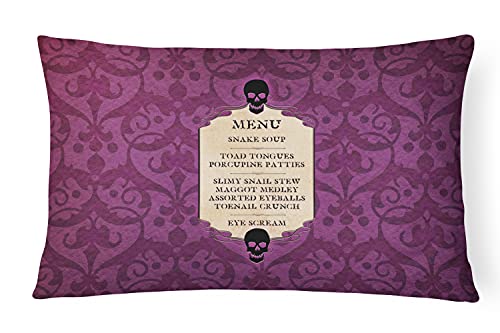 Caroline's Treasures SB3005PW1216 Goulish Menu avec écran oculaire Serpent Soupe Halloween Toile Tissu Oreiller Décoratif, 12H x 16W, Multicolore