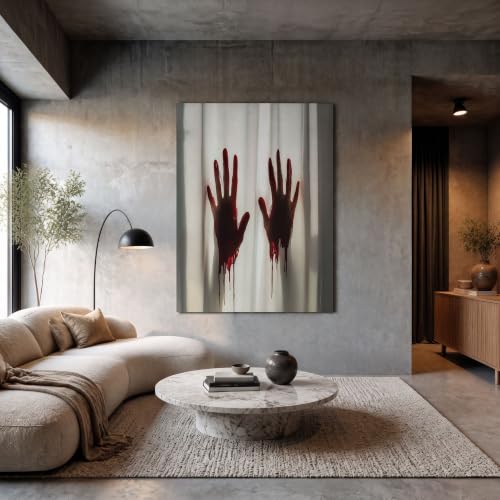 JRISEMECY Tableau Sur Toile Empreinte De Main Ensanglantée T