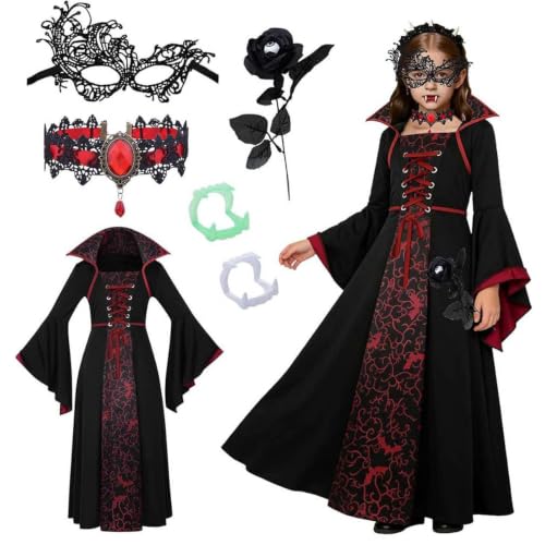 Déguisement Vampire Fille Robe Halloween Pour Fille 5 Pièces