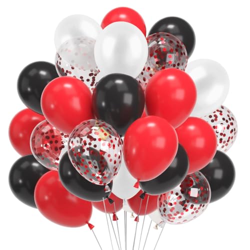 Lot 60 Ballons Rouge, Noir, Blanc