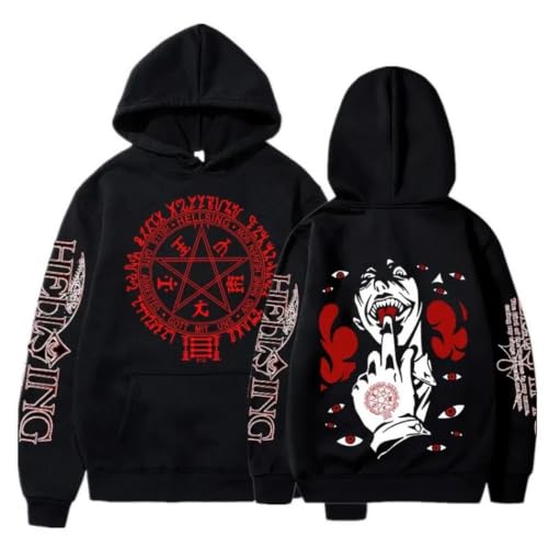 Zohviu Sweatshirt à Capuche Manga Hellsing 2D imprimé Hoodie