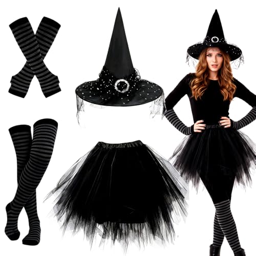 Déguisement Sorcière Femme, Halloween Costume avec Tutu Robe