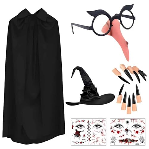 KOMEIYL 6pcs Déguisement de Sorcière Dhalloween pour Femme, 