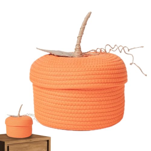 Panier Halloween Tissée Décorative avec Couvercle