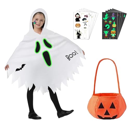 Ntwdby Costume de Fantôme Blanc pour Enfant, Déguisement Hal