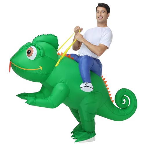Poptrend Costume de lézard gonflable pour adultes, caméléon,
