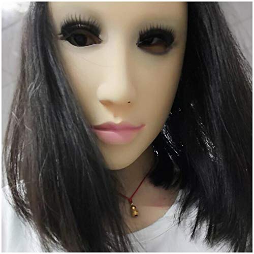 WJH Doux Latex réaliste Tête de Femme Masque Visage Main pou