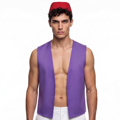 AOOWU Deguisement Aladin Adulte,2PCS Costume Homme Deguiseme