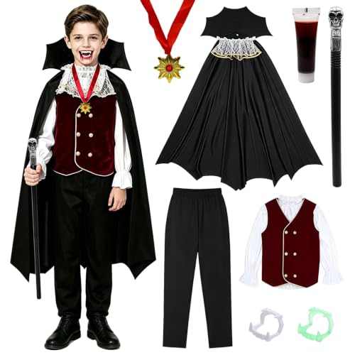 Crunier Costume Dracula Enfants, Déguisement Vampire Hallowe