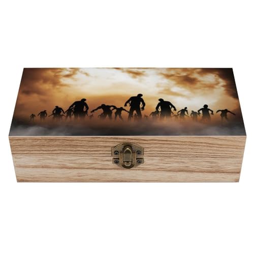 Qjjinxior Boîte de rangement carrée en bois, Zombies Dead Me