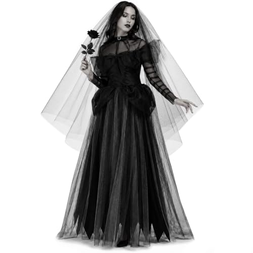 RYJJEEST Robe de Mariée Fantôme, Déguisement Mariée Hallowee