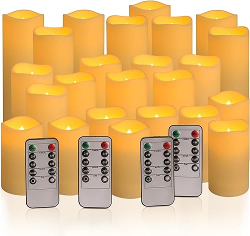 LIVEN Set of 24 Waterproof Outdoor Flameless Candles, LED Ca
