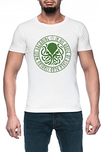 Luxogo Cthulhu - Lovecraft Homme Blanc T-Shirt Manches Corte