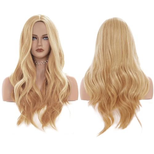 Perruque Longues Bouclée Blonde,70 cm Perruque Ondulée Femme