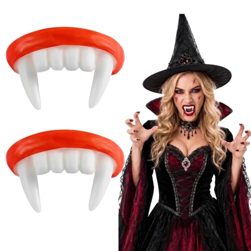 SSIMIDAPT Dents de Vampire, 2pcs Fausses Dents Halloween, Ré