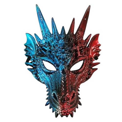 Masque Dragon 3D Cosplay Adulte Bleu-Rouge