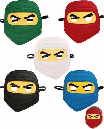YIPFEN Lot de 5 Masques Ninja en Feutre pour Enfants – Style
