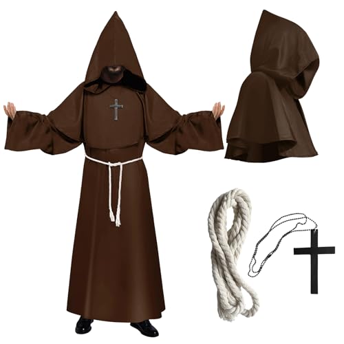 COSBERY Costume Moine Deguisement Halloween Homme Adulte, Mo