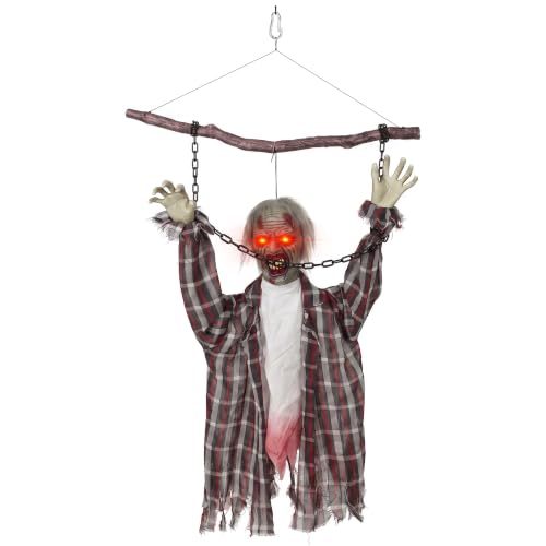 HOMCOM Zombie animé Hurlant Suspendu 43/110cm Déco Halloween