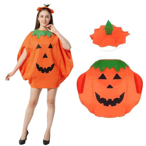 ITODA Costume de Citrouille Femme Adulte Ensemble Déguisemen