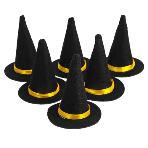 Lot de 6 mini chapeaux de sorcière en feutre pour Halloween,